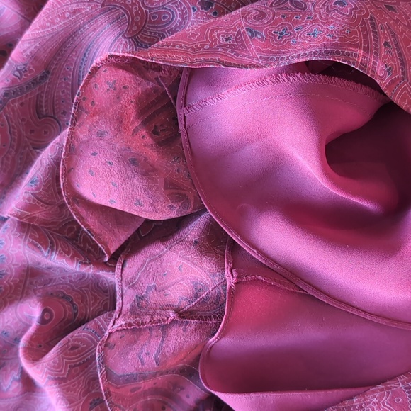 Vintage Y2K 100% Silk Ann Taylor Red Sexy Bias Cut Slip Dress Midi Whimsigoth L - Picture 9 of 9